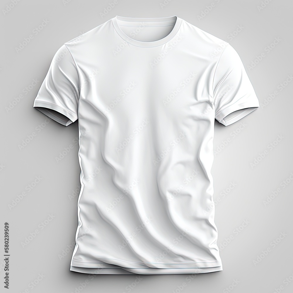 White blank T-shirt template, T-shirt mockup, natural shape on invisible mannequin, for your design mockup for print. Generative AI White blank T-shirt template, T-shirt mockup, natural shape on invisible mannequin, for your design mockup for print. Generative AI