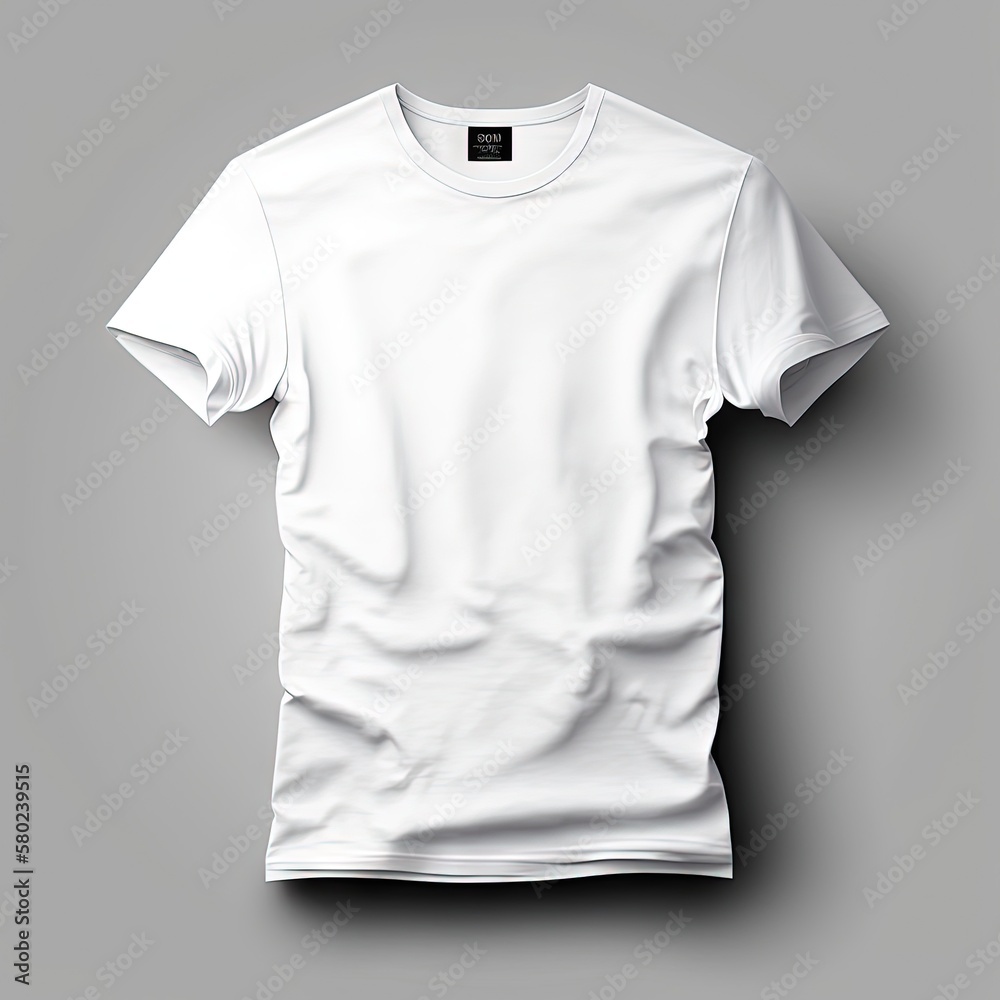White blank T-shirt template, T-shirt mockup, natural shape on invisible mannequin, for your design mockup for print. Generative AI White blank T-shirt template, T-shirt mockup, natural shape on invisible mannequin, for your design mockup for print. Generative AI