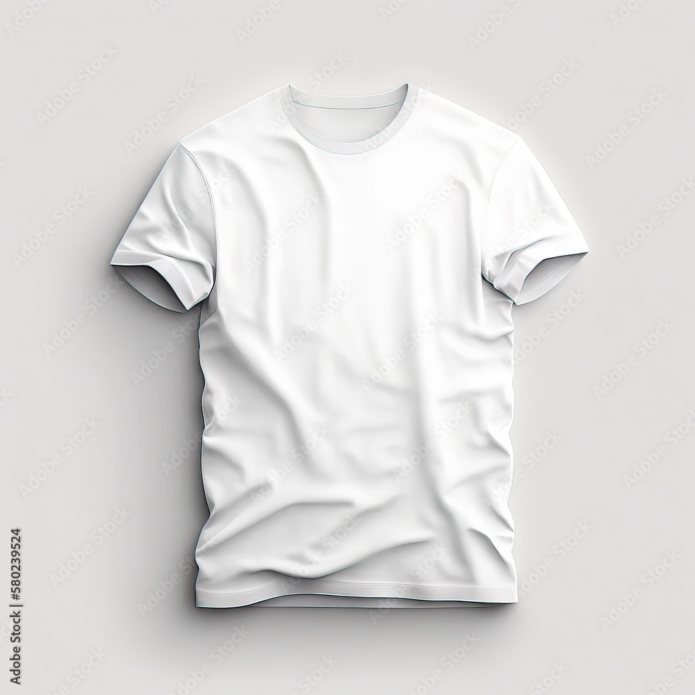 White blank T-shirt template, T-shirt mockup, natural shape on invisible mannequin, for your design mockup for print. Generative AI White blank T-shirt template, T-shirt mockup, natural shape on invisible mannequin, for your design mockup for print. Generative AI