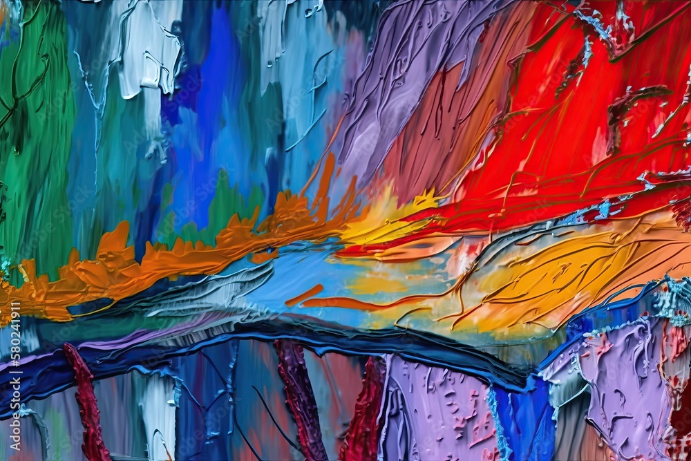Abstract art, Hand drawn colorful painting (Ai generated)