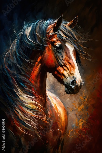 Horse, wild animal oil painting (Ai generated)