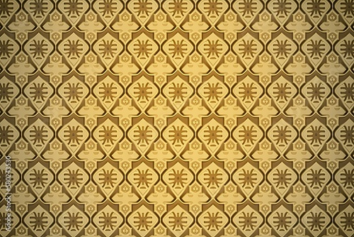 Wallpaper Mural Seamless background luxury vintage pattern, gold color (Ai generated) Torontodigital.ca