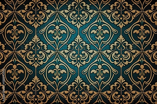 Seamless background luxury vintage pattern  blue color  Ai generated 