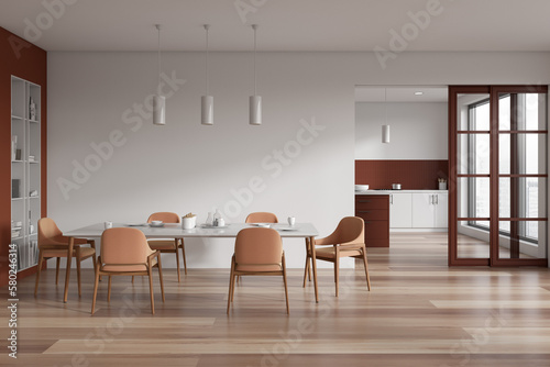 Wallpaper Mural White and brown dining room and kitchen Torontodigital.ca