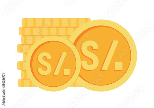 Peruvian Sol Coins Icon Clipart for Business and Finance Peru Money Currency in Animated Elements Vector Illustration