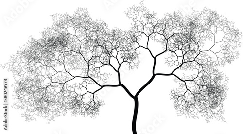 Tree silhouette. Binary fractal algorithmic design.