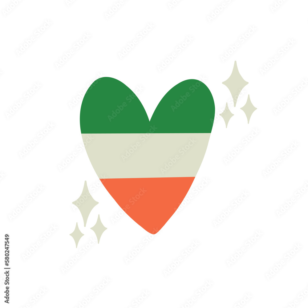 Saint Patrick's Day vector illustration concept ireland heart flag. Flat illustration clipart for print design Saint Patrick's Day vector illustration concept ireland heart flag. Flat illustration clipart for print design