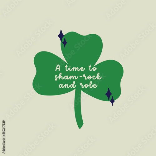 Saint Patrick's Day vector illustration concept green shamrock and typography. Flat illustration clipart for print design