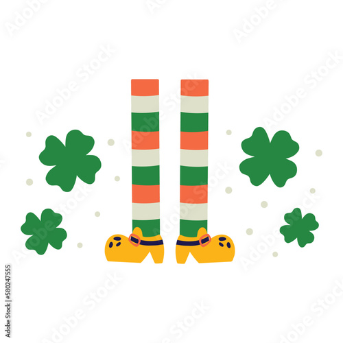 Saint Patrick's Day vector illustration concept ireland legs shoe leprechaun. Flat illustration clipart for print design