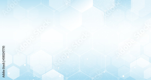 Abstract blue hexagon shape with science and health care concept background. Vector illustration