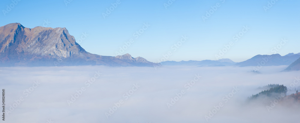 Sea of clouds and Mount Balerdi in the Aralar mountain range, between Navarre and Gipuzkoa Sea of clouds and Mount Balerdi in the Aralar mountain range, between Navarre and Gipuzkoa