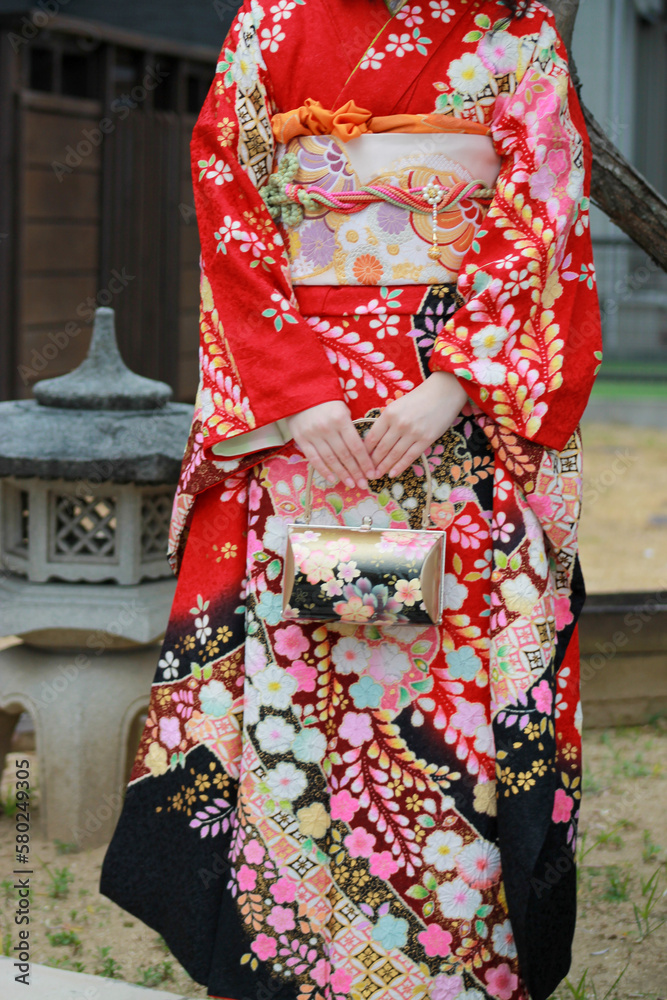 long-sleeved kimono, Japanese girl, 振袖