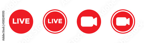 Live streaming vector icons set