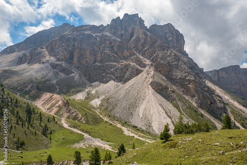 Scenic Mountains in Puez-odle nature park in the dolomites, Italy