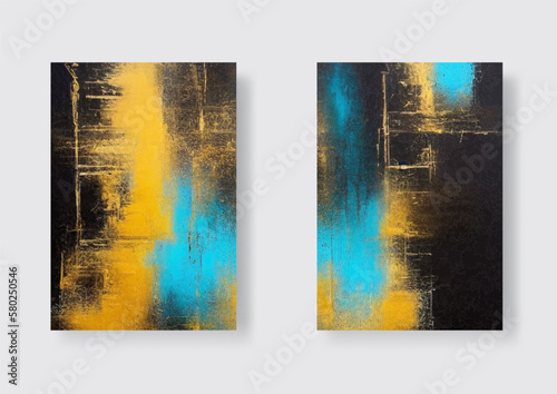 Hand drawn color painting. Abstract art background. Color texture set.