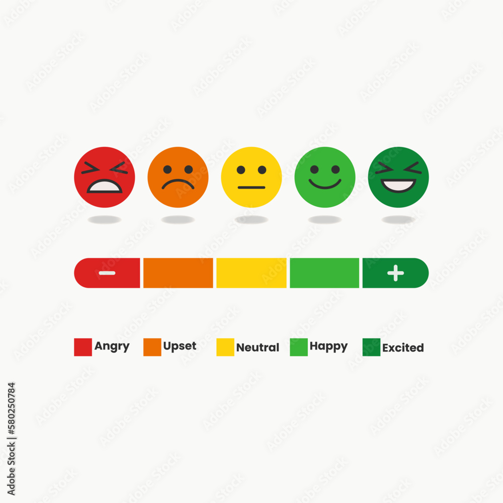 Emoticon customer satisfaction level survey illustration Stock Vector ...