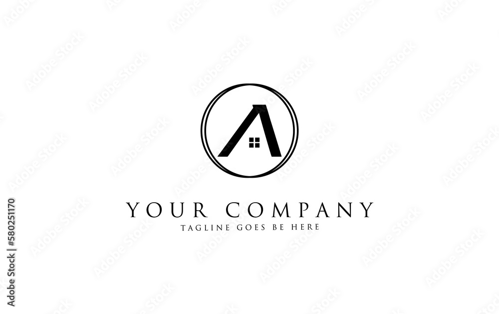 Real estate circle logo icon and real estate circle favicon flat monogram logo Real estate circle logo icon and real estate circle favicon flat monogram logo