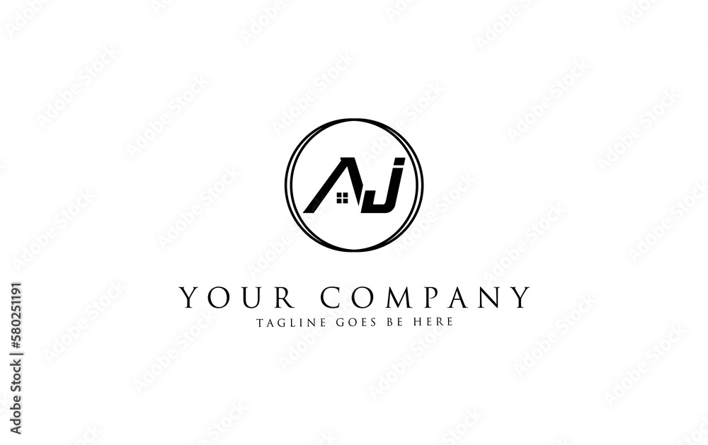 Fototapeta premium Real estate circle logo icon and real estate circle favicon flat monogram logo