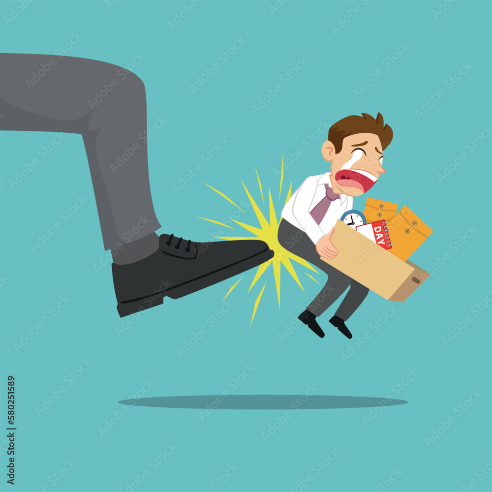 Premium Vector  Cartoon illustration of a businessman being kicked out