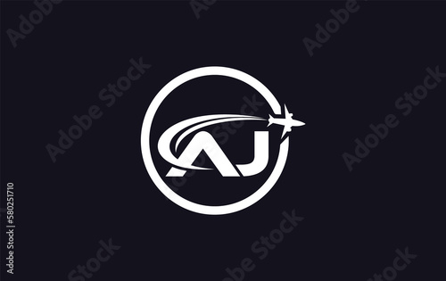 Tour travel logo design letter AJ