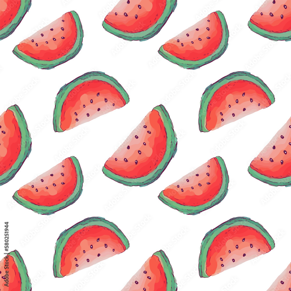 Watercolor pieces of watermelon seamless pattern background. Watercolor pieces of watermelon seamless pattern background.