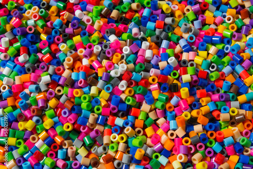 Pieces of colorful plastic beads