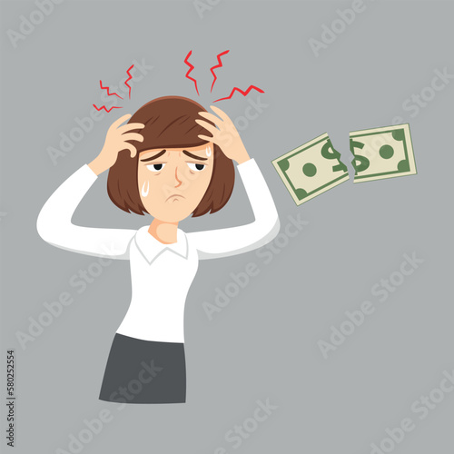 Business man holding his head in financial crisis, Financial banking crisis, Vector illustration