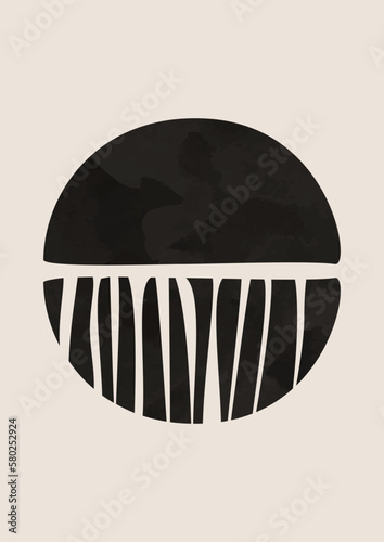 Boho poster with abstract shapes and lines. Contemporary minimalist art. contemporary wall decor. contemporary wall decor. Collection of modern minimalist abstract aesthetic illustrations. © Anna