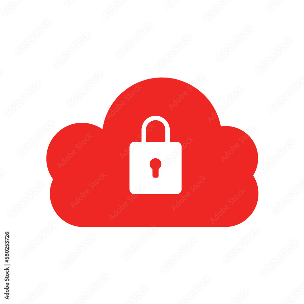Cloud security icon. Flat design style Vector illustration.