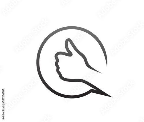 Thumb circle bubble speech chat hand vector symbol design stock illustration