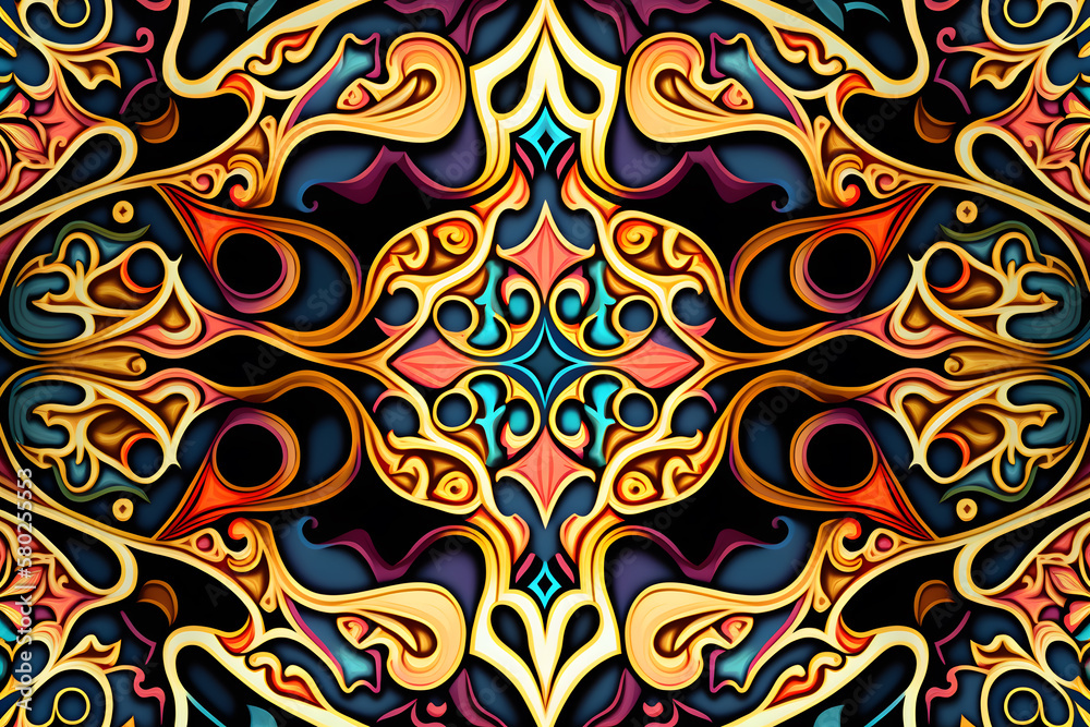 Colorful arabesque pattern made with Generative AI