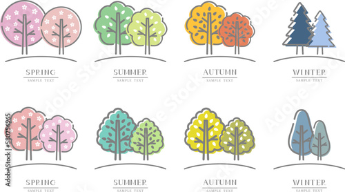 四季の木　イラスト素材セット / vector eps