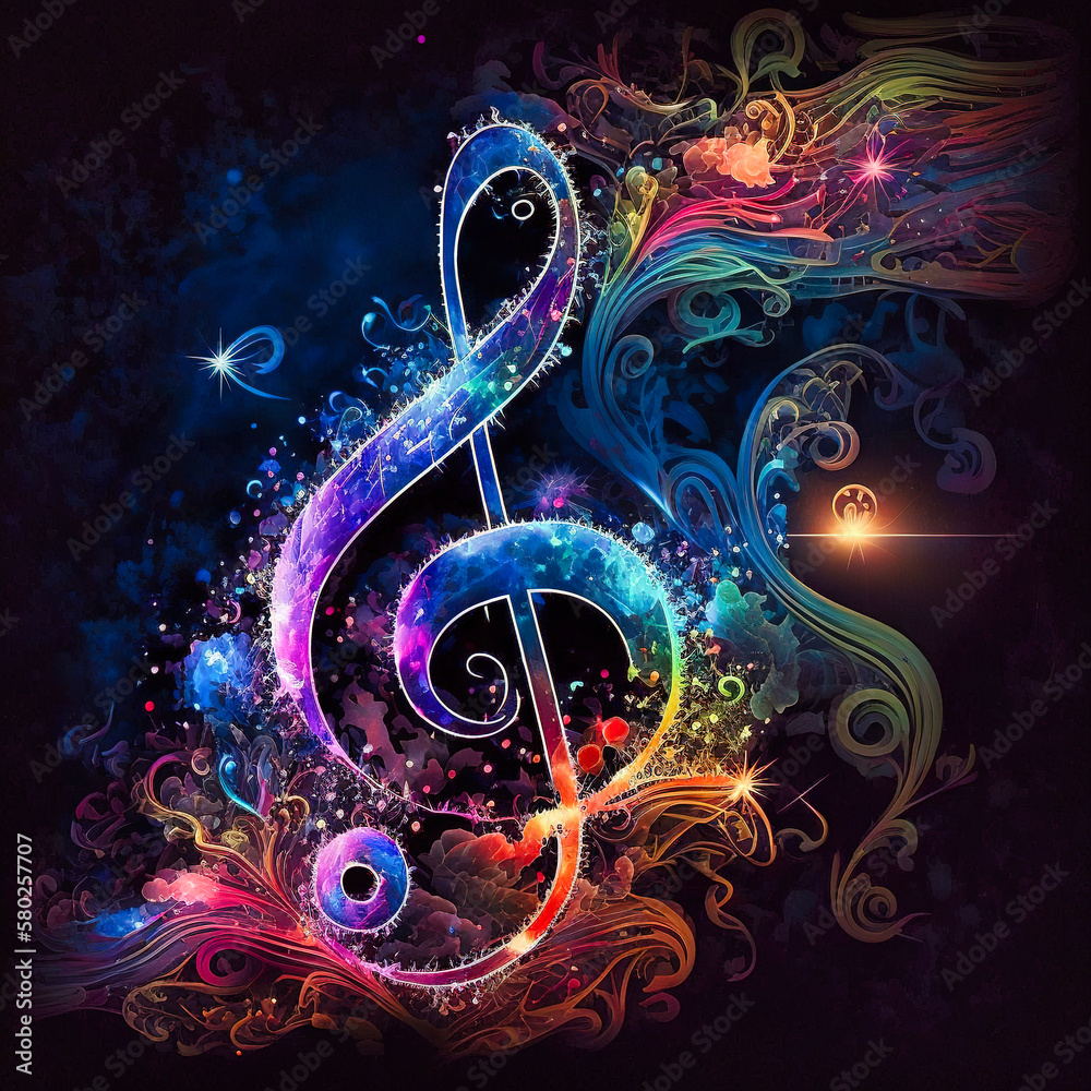 Music graphite poster, treble clef and notes. background, wallpaper ...