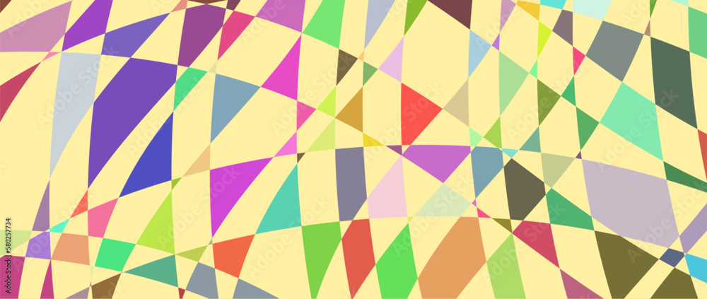 Fototapeta premium Abstract multi-colored geometric background of quadrilaterals with a predominance of light yellow. Bright colorful design. Mosaic texture. Stained glass effect. EPS 10 vector illustration.