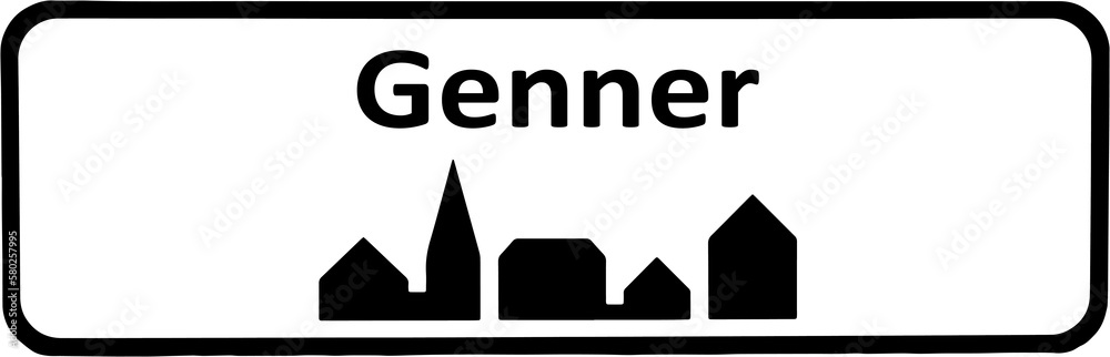 City sign of Genner - Genner Byskilt