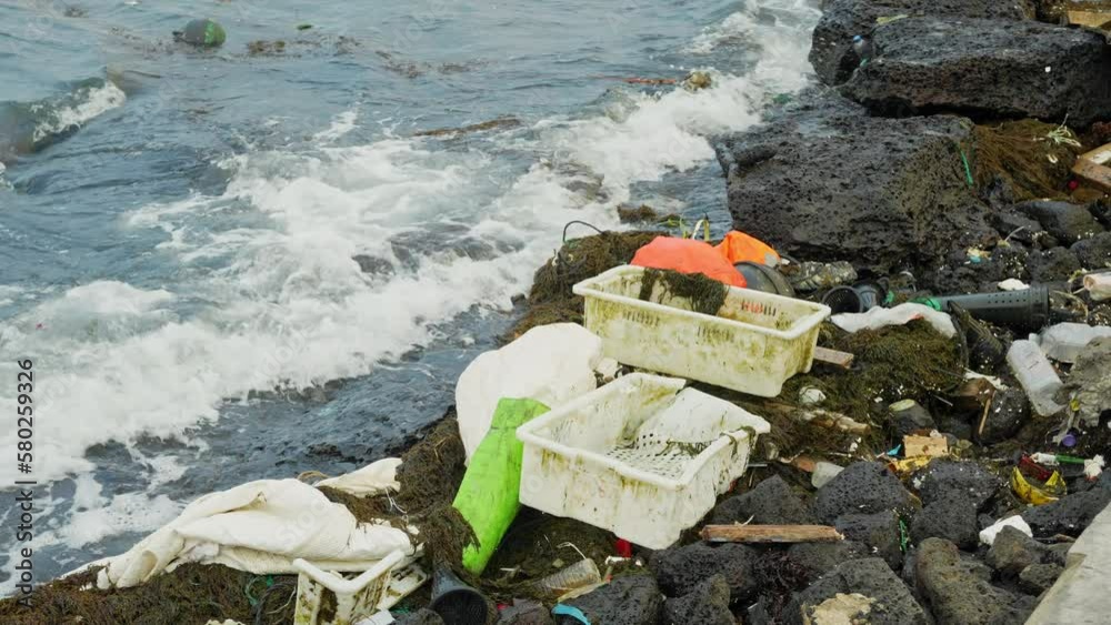 polluted ocean video global environmental problem,microplastics,consequences form fishery.Sea