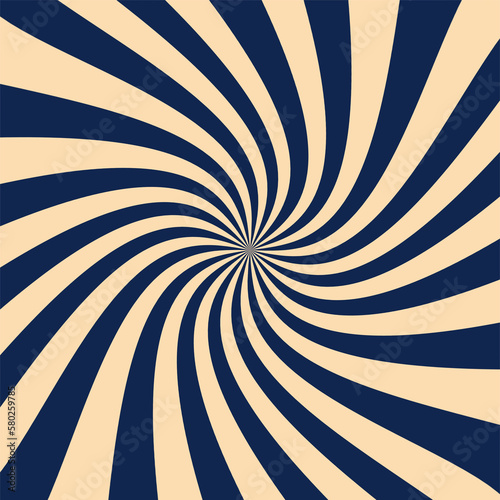 Retro Vintage sunburst swirl in colorful 70's rainbow.