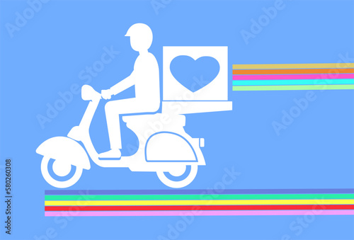 Motorcycle service Food delivery  Flat editable vector illustration  clip art