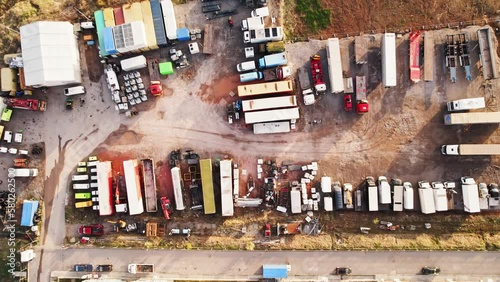 Movie Production Studio Trucks Props Descend Reveal Movie Props Close Up Bulgaria Europe Sunny Day photo