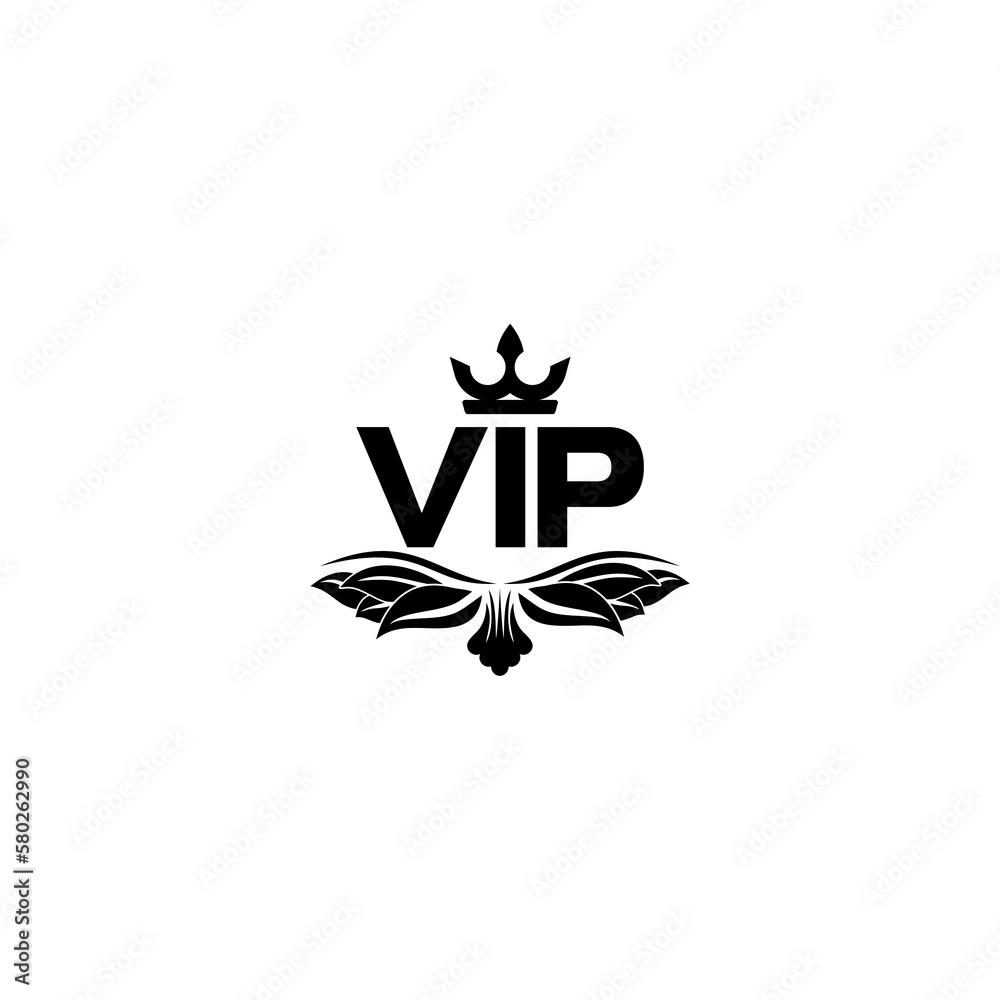 VIP Icon logo with crown isolated on white background