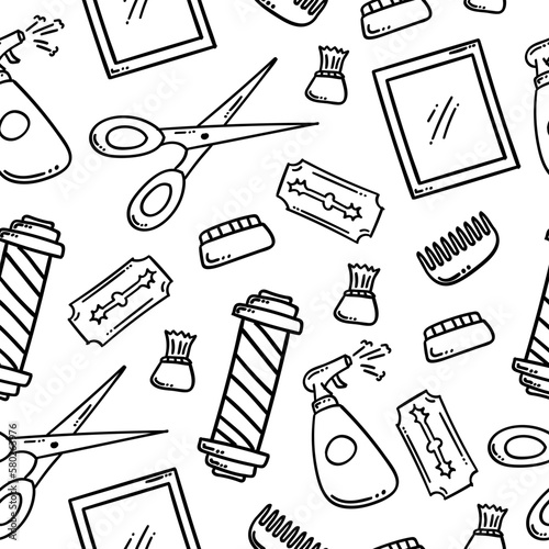barber and salon seamless pattern