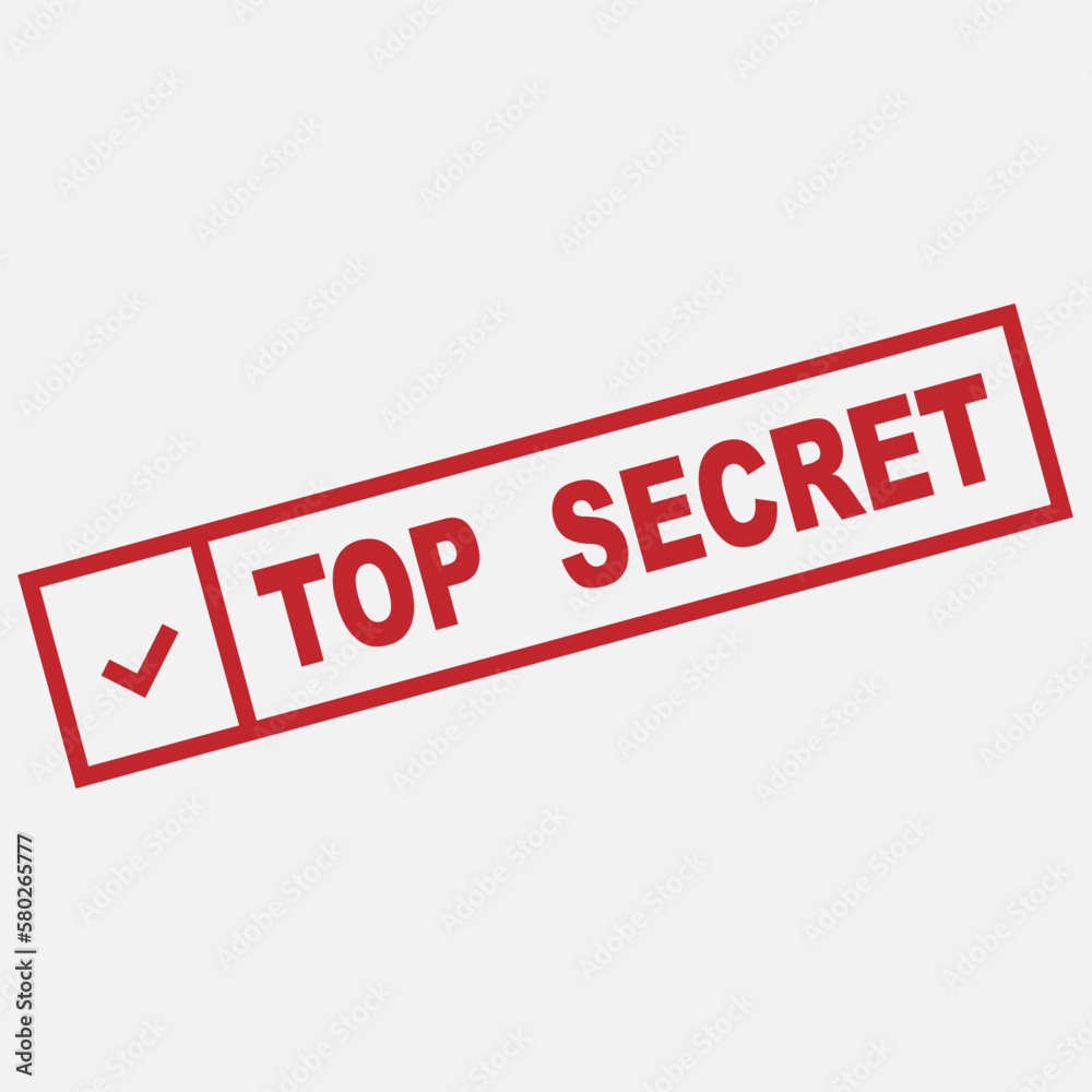 Fototapeta premium Top Secret Stamp - Vector, Text Sign & Symbol Illustration