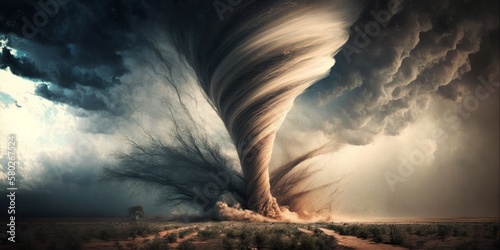 Tornado Landscape Art Design Background Generative AI