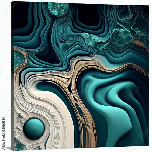 Abstract Ocean with Natural Luxury Texture  Marble Swirls and Agate Ripples AI generated