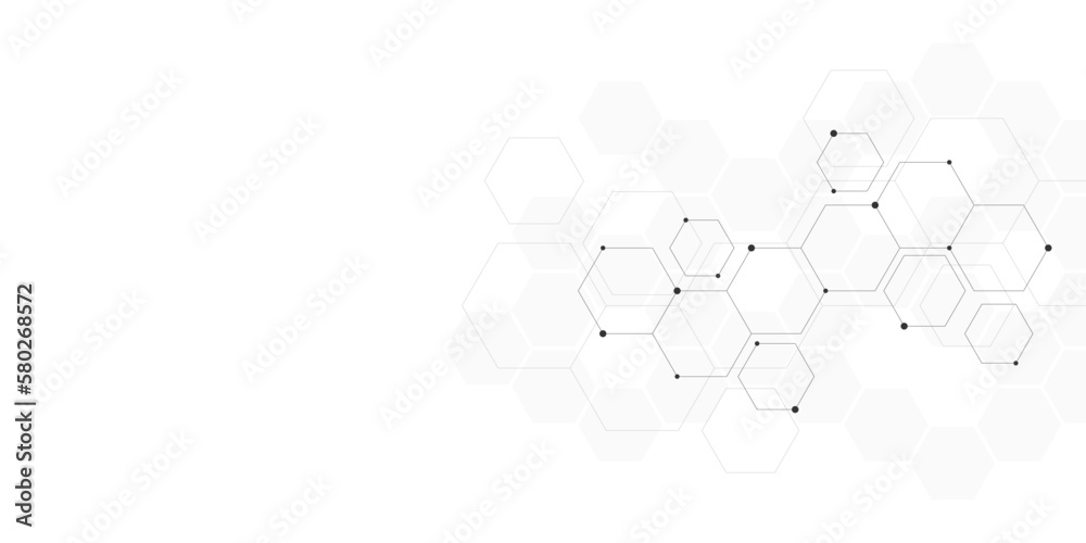 Vector illustration of hexagons pattern. Geometric abstract background with simple hexagonal elements. Creative idea for medical, technology or science design - obrazy, fototapety, plakaty 