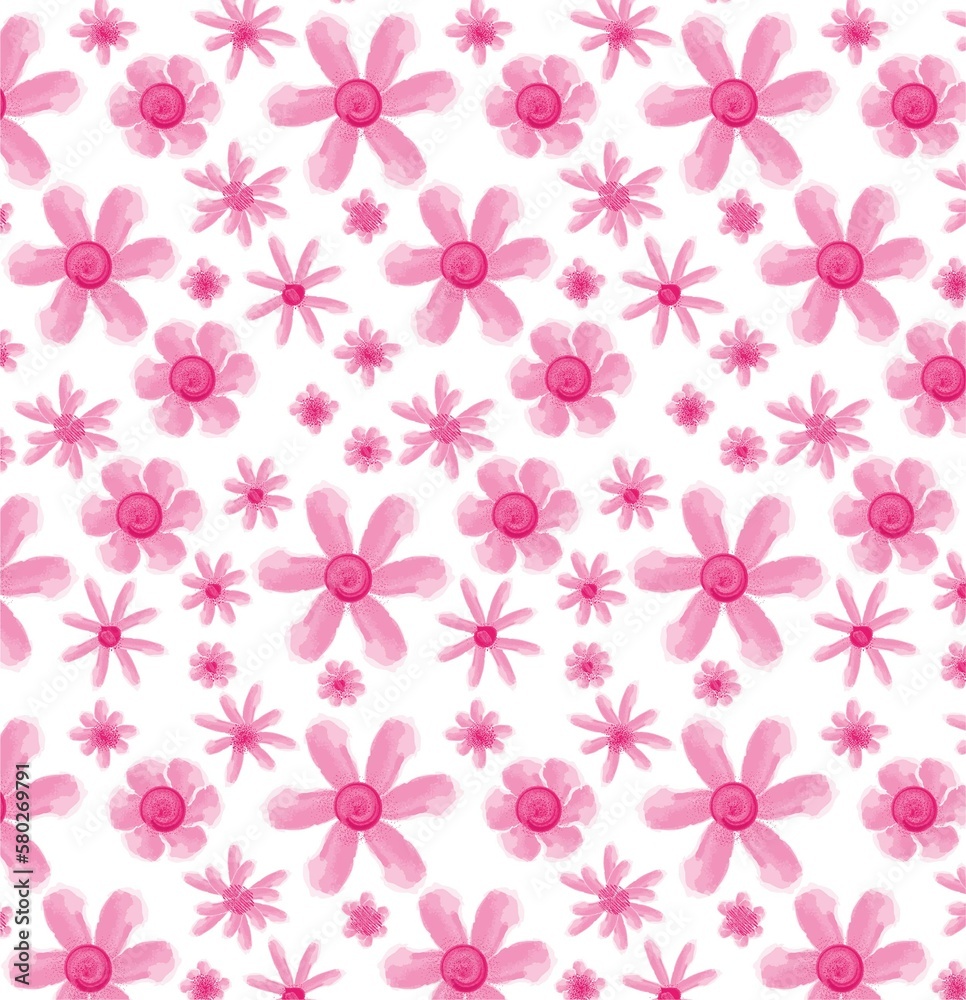 cosmos flower seamless floral pattern in watercolor effect.