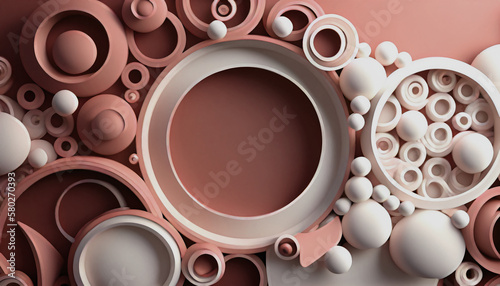 pink 3d rendering of circolar abstract background, 