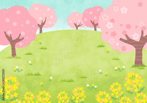 桜と菜の花　春の風景