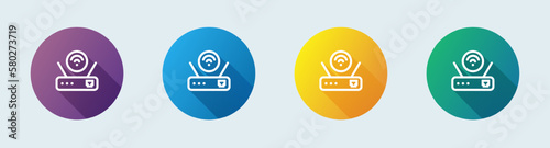 Router line icon in flat design style. Network connection signs vector illustration.