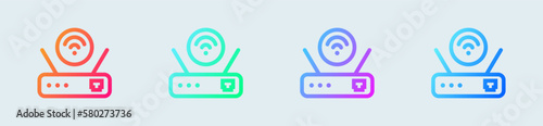 Router line icon in gradient colors. Network connection signs vector illustration.